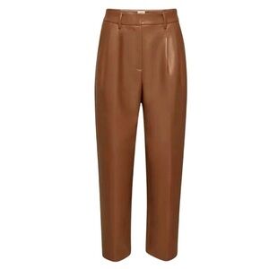 Aritzia Wilfred warm cognac pleated faux leather high rise CARROT pants 0
